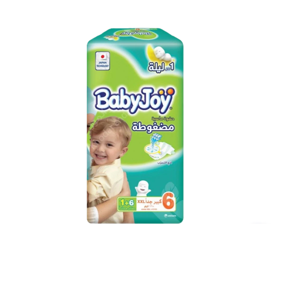حفاضات بيبي جوي رقم 6 كبير جدا، توفيري عبوة 7 حبات