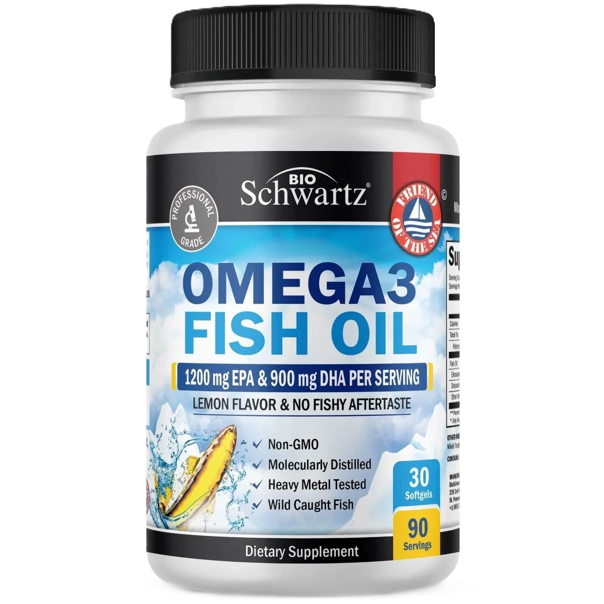 زيت السمك اوميجا 3  بنكهة الليمون 1200ملجم  90كبسوله