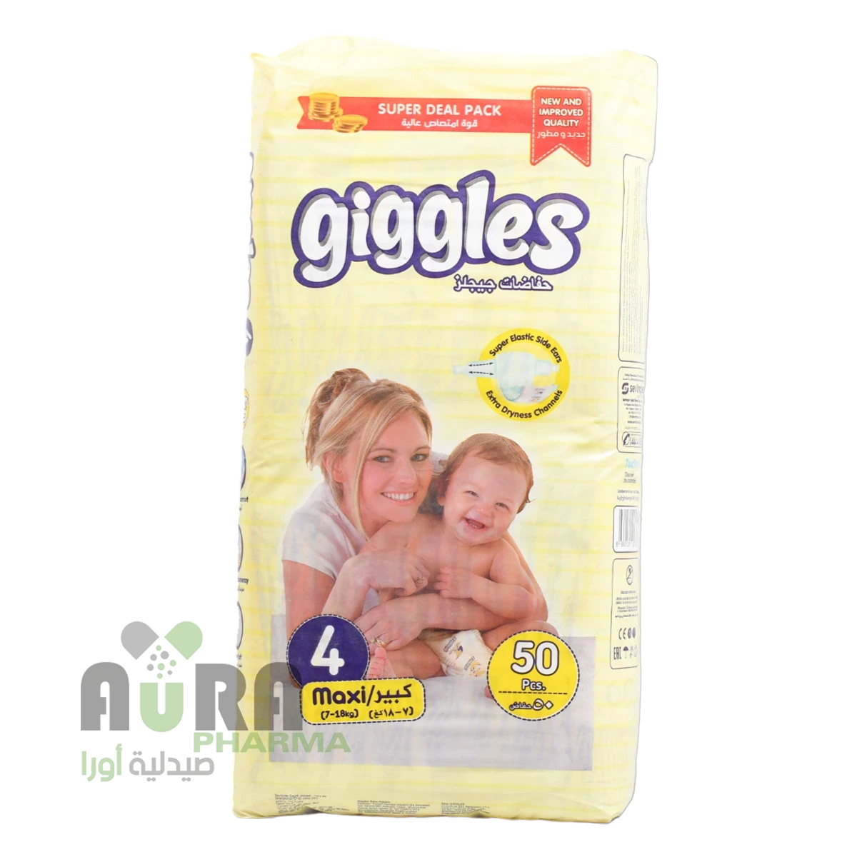 جيجلز حفاضات اطفال رقم 4 كبير، عبوة 50 حبة