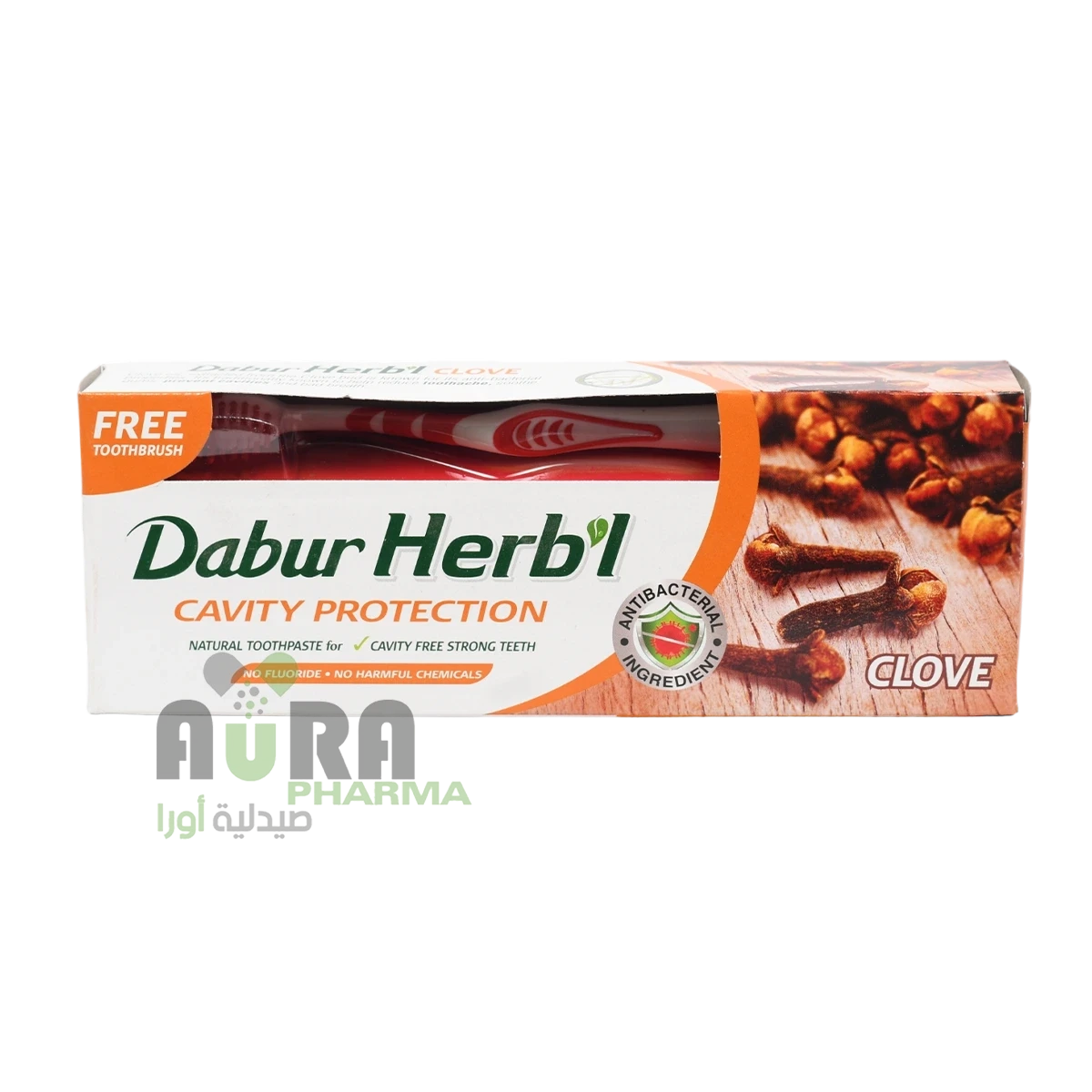 معجون اسنان بالقرنفل العشبي مع فرشاة اسنان من دابر، 150 غرام