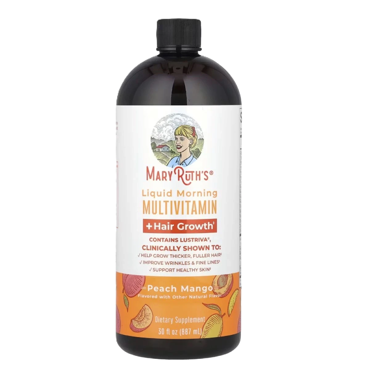 فيتامينات متعددة سائلة + لنمو الشعر بنكهة الخوخ والمانجو(887 مل)