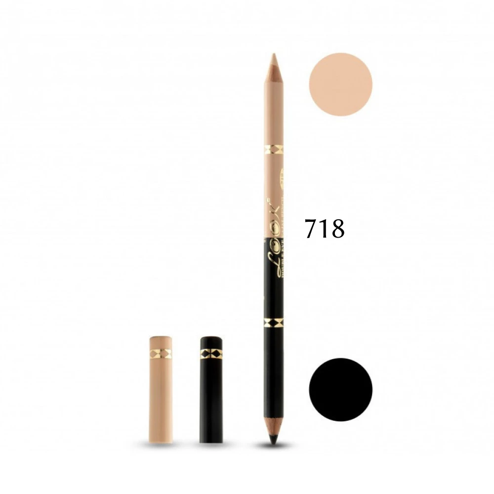 قلم كحل كاجل 2في1 اسود و بيج 718 من لوك