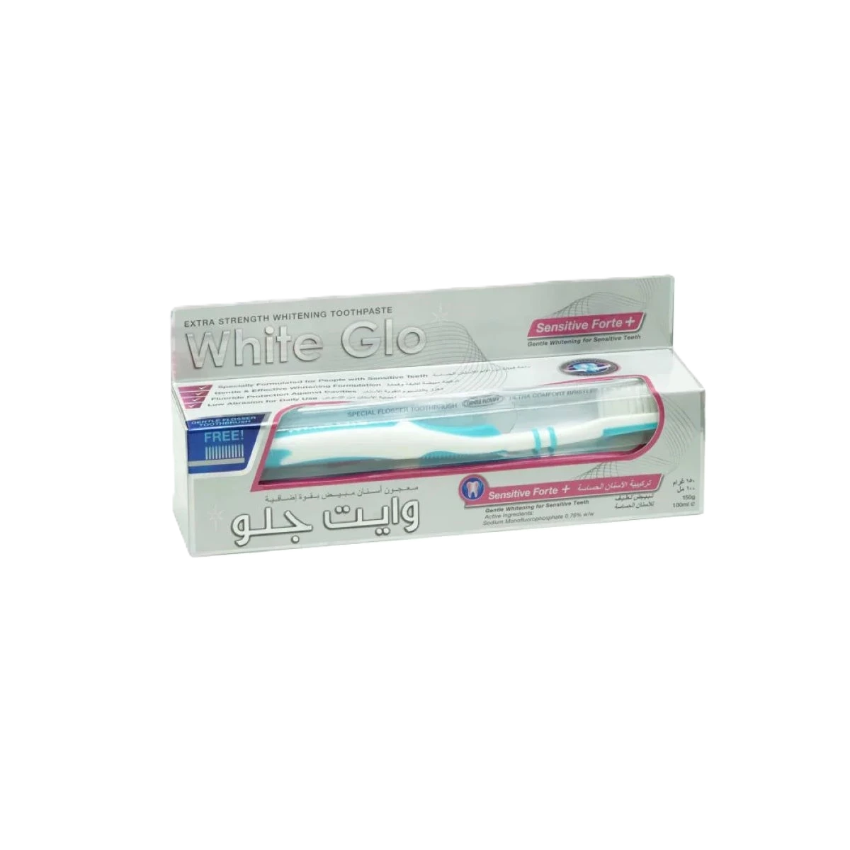 معجون أسنان مع فرشاة سينسيتف فورت+ من وايت جلو، 100 مل