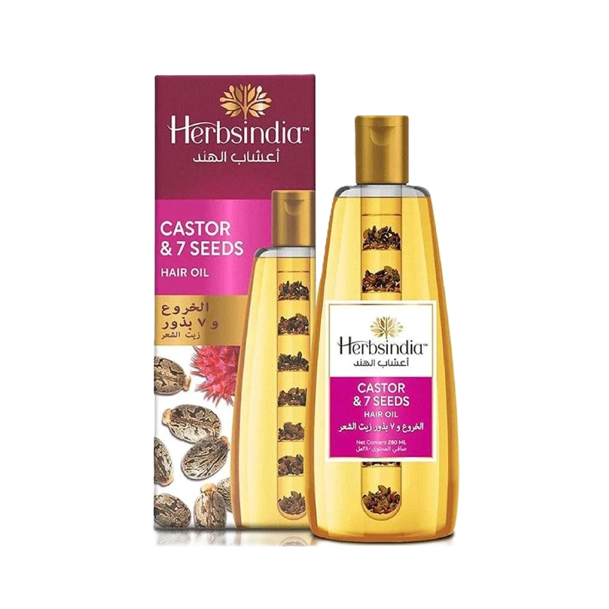 اعشاب الهند زيت الشعر بالخروع و 7 بذور عشبية، 280 مل