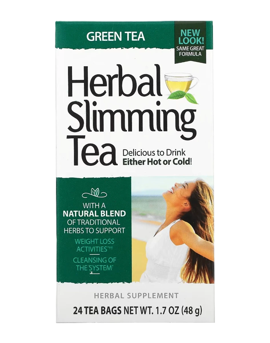 شاي التنحيف العشبي، الشاي الأخضر، 24 كيس شاي، 1.7 أونصة (48 جم)