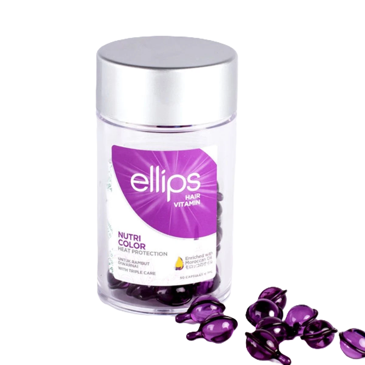 كبسولات الشعر ellips الأرجوانية لتغذية الشعر المصبوغ
