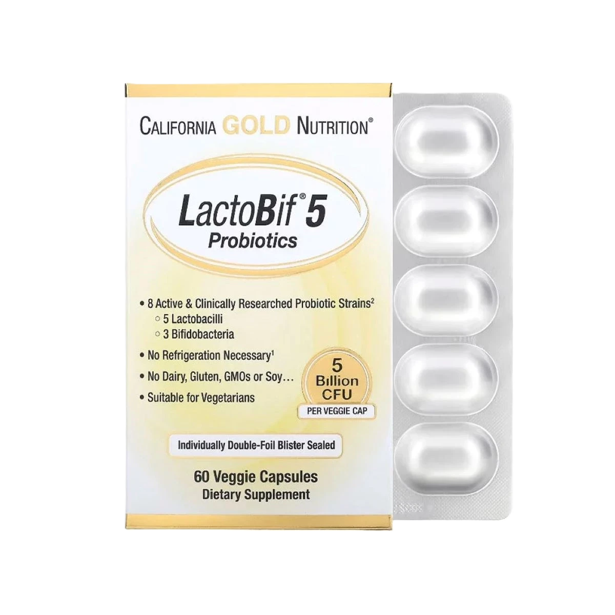 كاليفورنيا جولد نوتريشن, بروبيوتيك لاكتوبيف، 5 مليار 60كبسولة